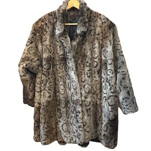 Vintage CL Leopard Pattern Fur Coat Old Hollywood Glam Retro Winter Lux